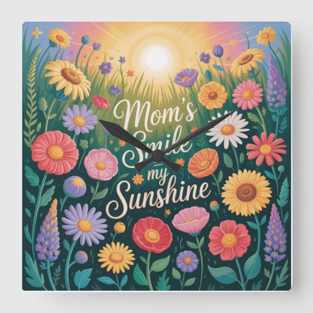 Mom’s Smile = My Sunshine Square Wall Clock (Front)