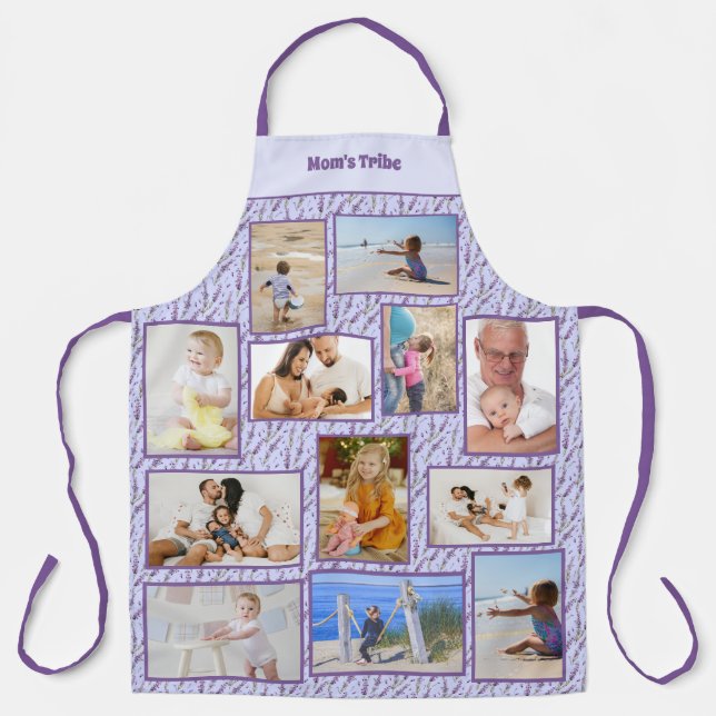 Mom’s Tribe Family Photo Collage Lavender Apron (Front)