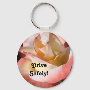 Mom said Drive Safely Key Chains Pink White Rose