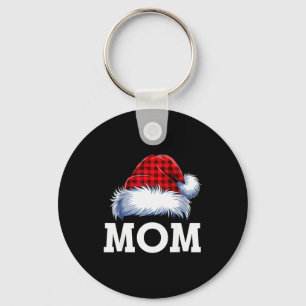 Mom Santa Red Plaid Christmas Family Matching Paja Key Ring