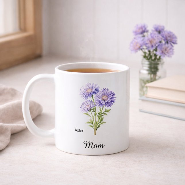 Mom September Birth Flower Aster Coffee Mug (Creator Uploaded)