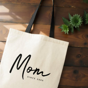 Mom Since 20XX Modern Simple Chic Tote Bag