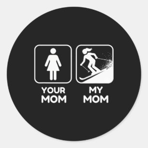 Mom Skiing Funny Graphic Tee For Snow Lovers Classic Round Sticker
