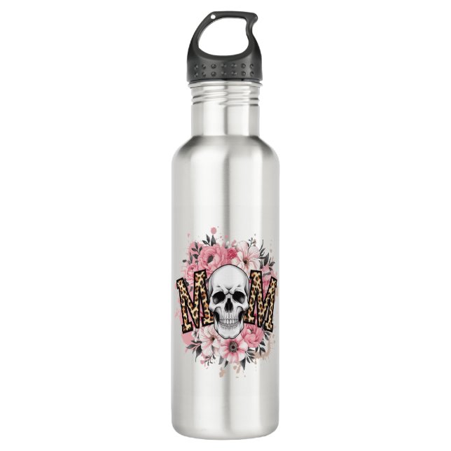 Mom Skull Mama Leopard Skull 710 Ml Water Bottle (Front)