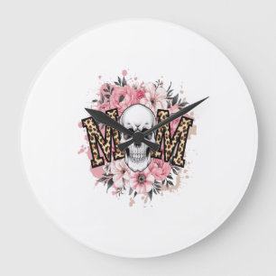 Mom Skull Mama Leopard Skull Large Clock