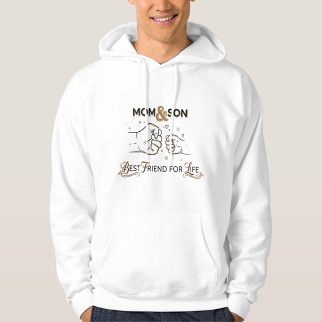Mom & Son Best Friend for Life Golden Fist Bump Hoodie (Front)