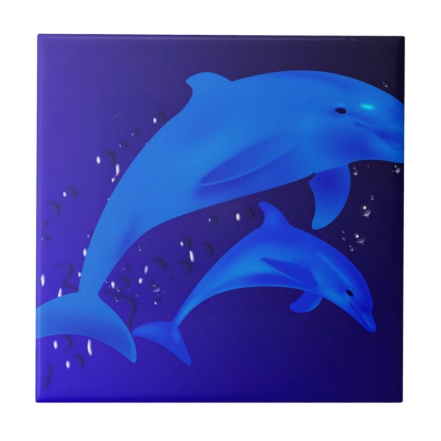 Mom & son dolphins tile (Front)