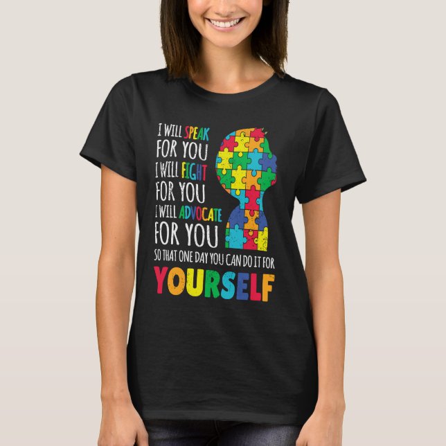 Mom Support Autism Awareness Autistic Boy Son Puzz T-Shirt (Front)