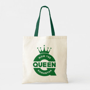 Mom the queen creative typography tote bag