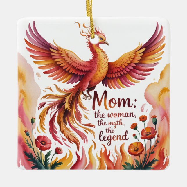 Mom: The Woman, The Myth, The Legend Ceramic Ornament (Front)