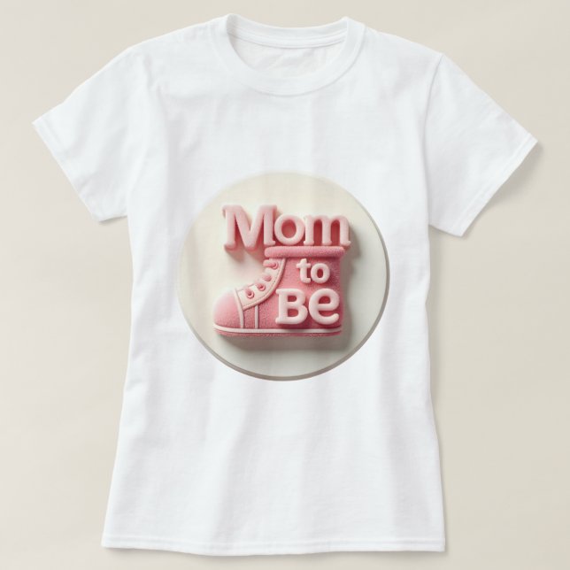 Mom to Be Announcement - Cute Baby Boot Design T-Shirt (Design Front)