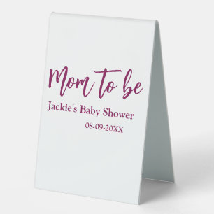 Mom to be baby shower name date pink simple minima