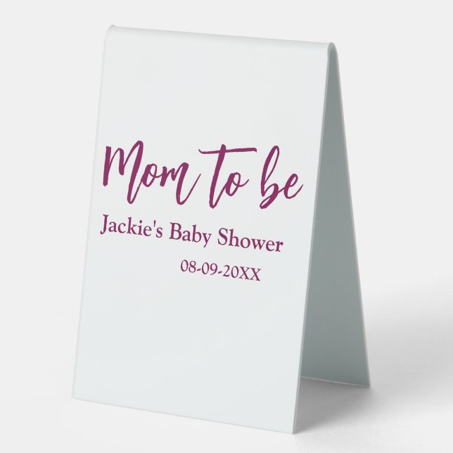Mom to be baby shower name date pink simple minima (Front)