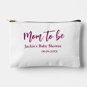 Mom to be baby shower name date pink simple minima accessory pouch