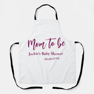 Mom to be baby shower name date pink simple minima apron
