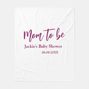 Mom to be baby shower name date pink simple minima fleece blanket