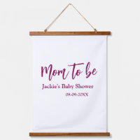 Mom to be baby shower name date pink simple minima
