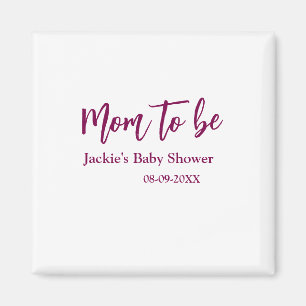 Mom to be baby shower name date pink simple minima magnet