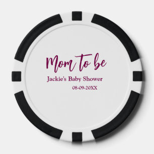 Mom to be baby shower name date pink simple minima poker chips