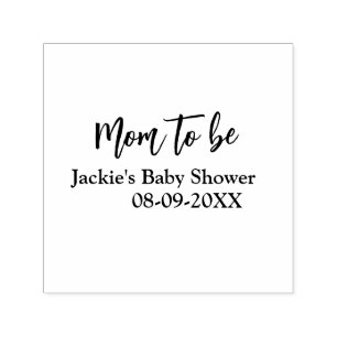 Mom to be baby shower name date pink simple minima self-inking stamp