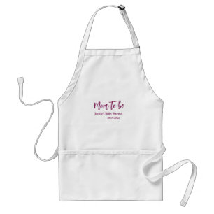 Mom to be baby shower name date pink simple minima standard apron
