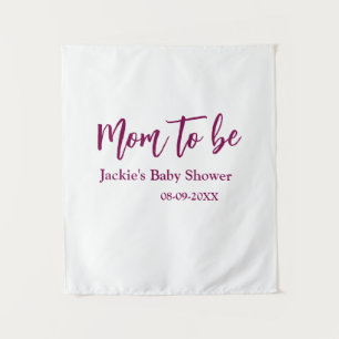 Mom to be baby shower name date pink simple minima tapestry