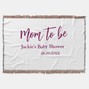 Mom to be baby shower name date pink simple minima throw blanket