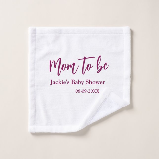 Mom to be baby shower name date pink simple minima wash cloth (Wash Cloth)