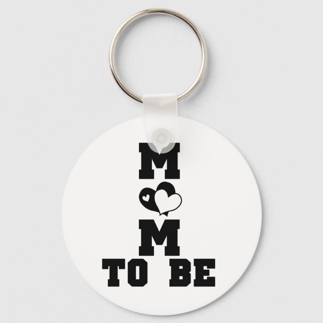 MOM to Be - Black Text Key Ring (Front)
