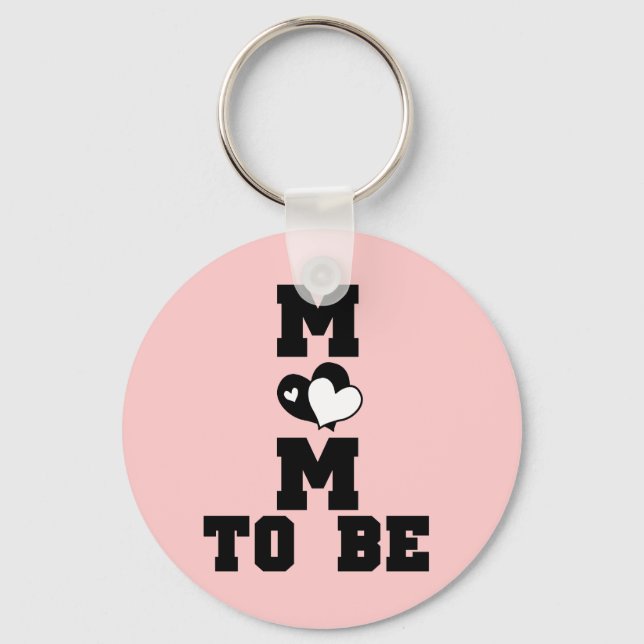 MOM to Be - Black Text Key Ring (Front)