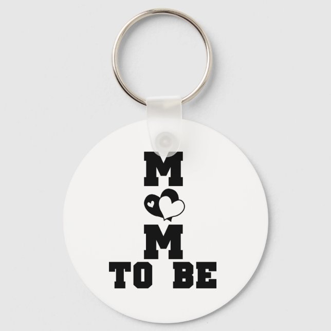 MOM to Be - Black Text Key Ring (Front)