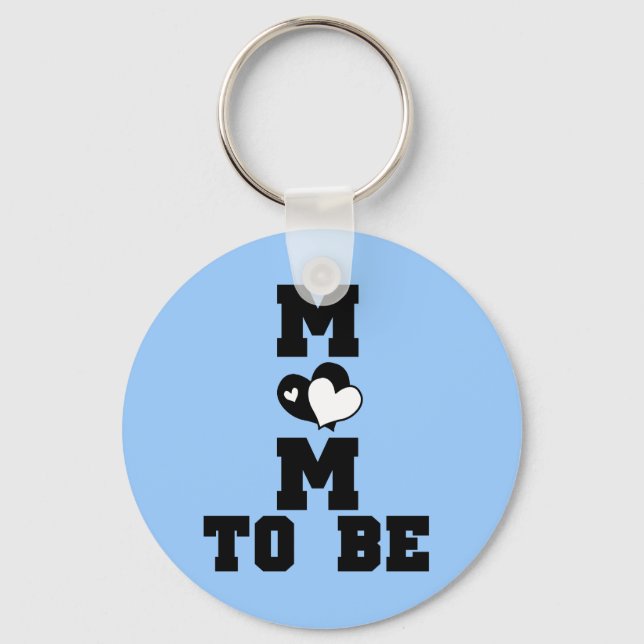 MOM to Be - Black Text Key Ring (Front)