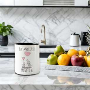 Mom to be elephant heart date Two-Tone coffee mug