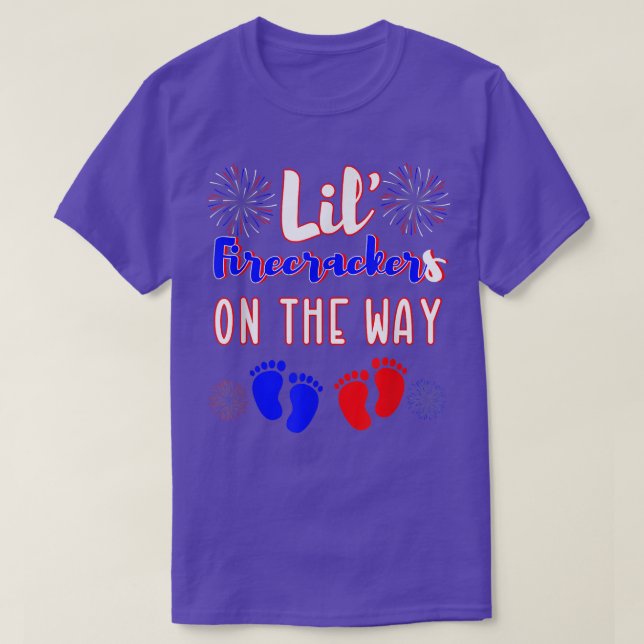 Mom To Be Epecting Twins Announcement 4th Of July  T-Shirt (Design Front)