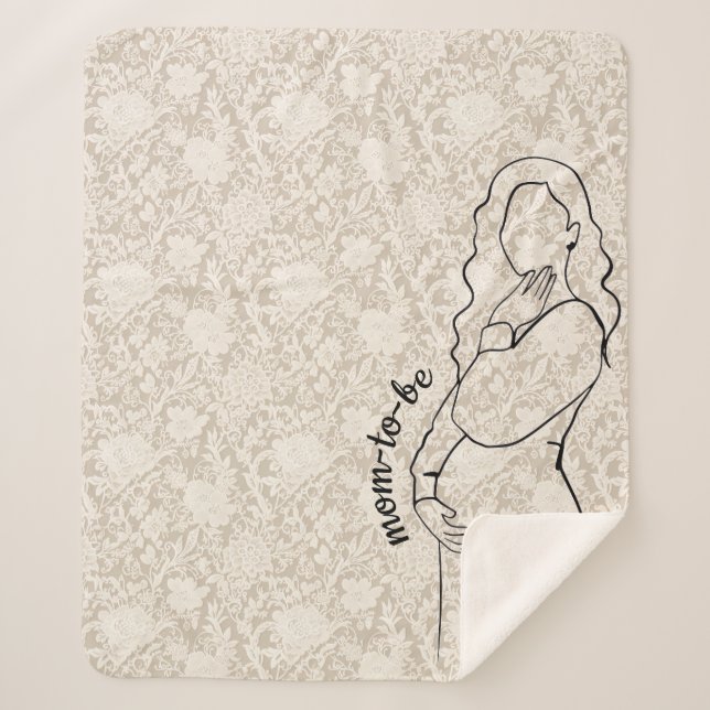 Mom-to-be Faux Lace Sherpa Blanket (Front)