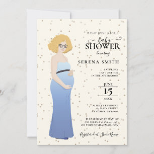 MOM-to-BE IN BLUE DRESS SHOWER  Invitation