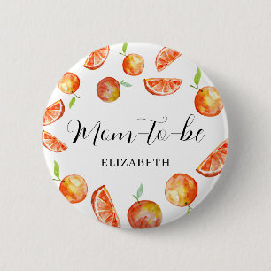 Mom-to-be Little Cutie Baby Shower Orange Custom 6 Cm Round Badge