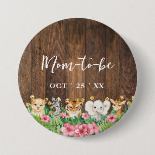 Mom to Be Rustic Pink Safari Baby Shower 7.5 Cm Round Badge