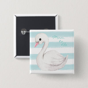 Mom to Be Typography Blue Stripe Boy Shower 15 Cm Square Badge