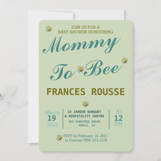 MOM TO BEE CUTE BABY SHOWER INVITATION (Front)