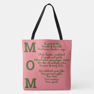 MOM tote bag - Pink and Green