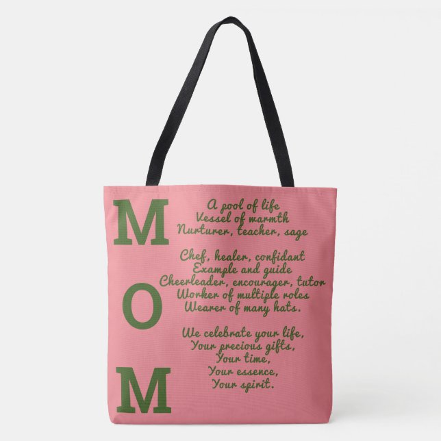 MOM tote bag - Pink and Green (Front)
