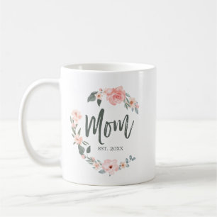 Mom Typography Rose Watercolor Wreath Mother's Day Coffee Mug