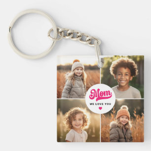 Mom we love you hearts mothers day photo key ring