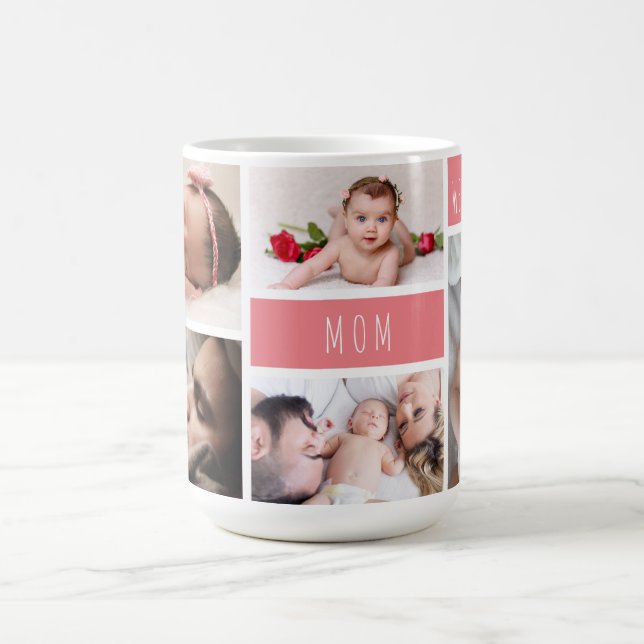 Mom We Love You Photo Collage Coffee Mug (Center)