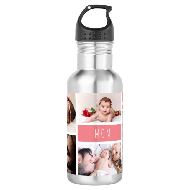 Mom We Love You Photo Collage Personalized 532 Ml Water Bottle (Front)