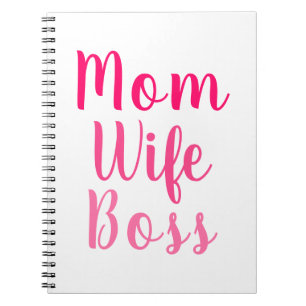 Mom wife boss gradient pink custom script cute notebook