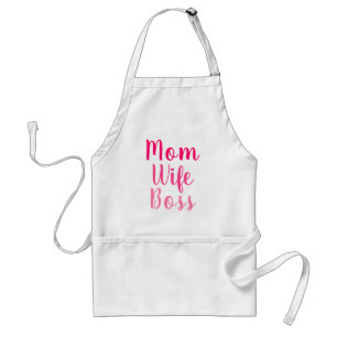 Mom wife boss hot pink stylish script modern cute standard apron