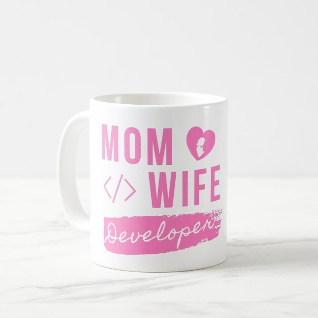 MOM WIFE DEVELOPER - DEVELOPER MOM COFFEE MUG (Front Left)