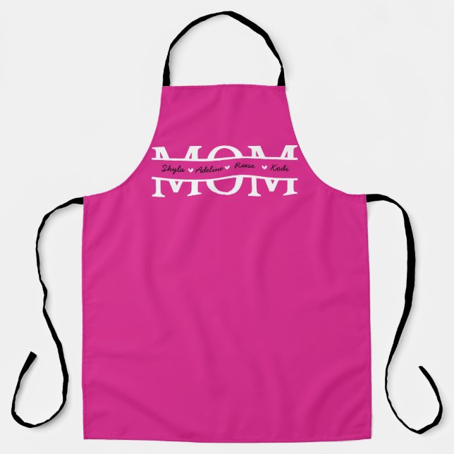 MOM with 4 kids names Mothers Day Apron (Front)